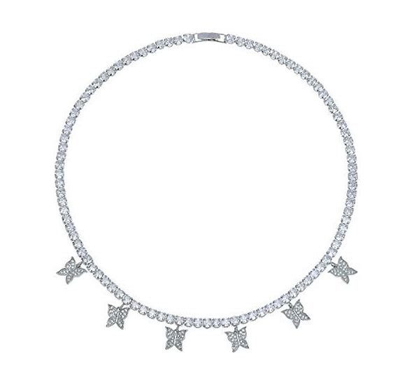 Silver Bling Butterfly Tennis Necklace