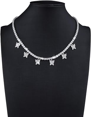 Silver Bling Butterfly Tennis Necklace